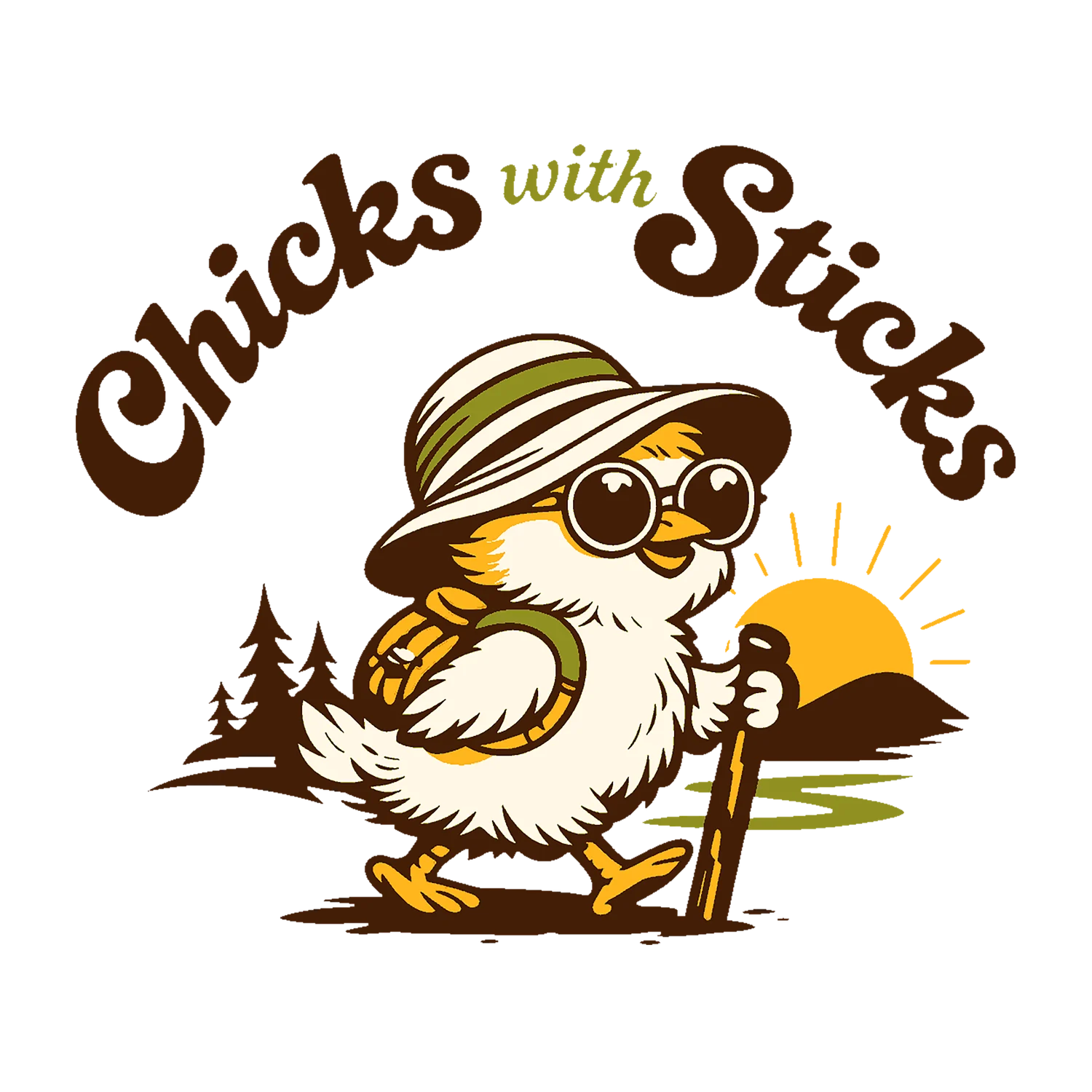 Chicks with Sticks friendship-and-outdoors artwork.